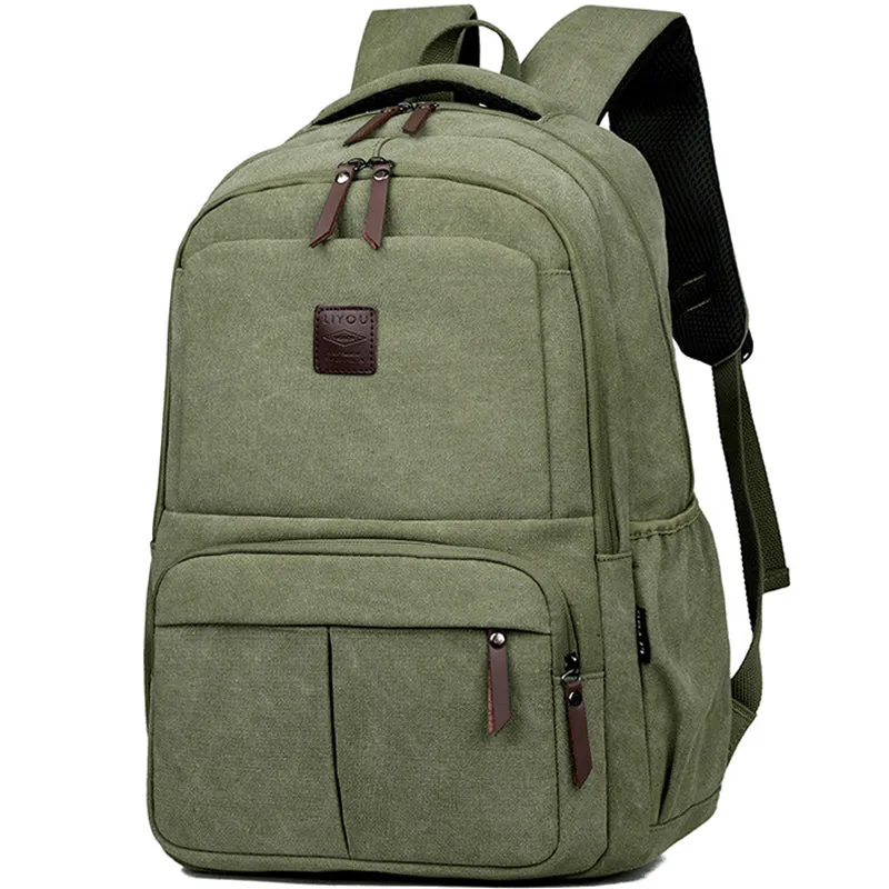 Men Laptop Backpack Durable Canvas School Bag