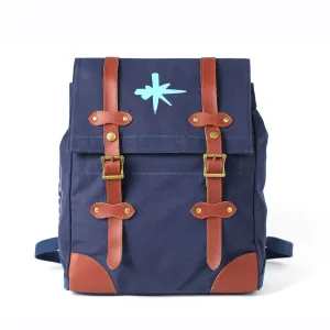 Men's Canvas Leather Hiking Travel Backpack, Rucksack School Bag TB310