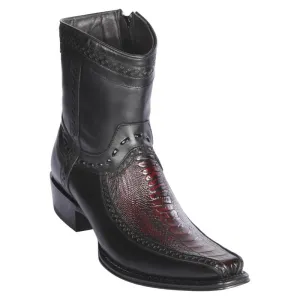 Men's Los Altos Ostrich Leg & Deer Ankle Boots European Square Toe