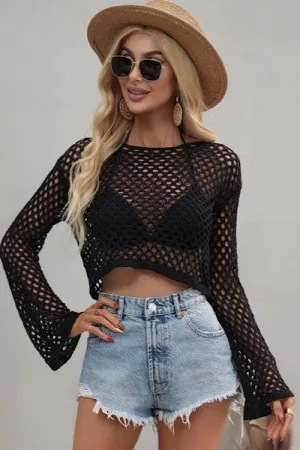 Mermaids wear black Crochet Fishnet Top