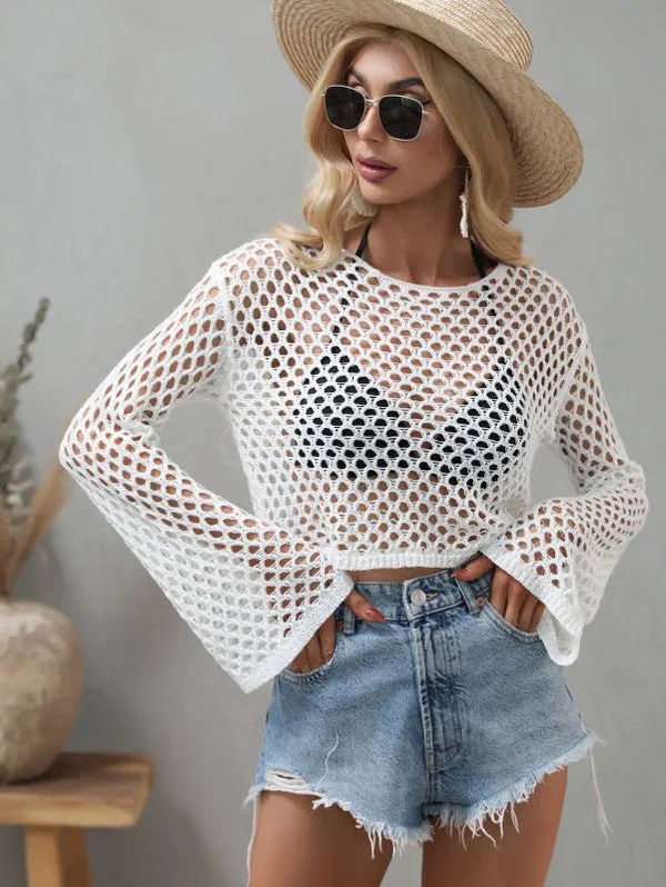 Mermaids wear black Crochet Fishnet Top