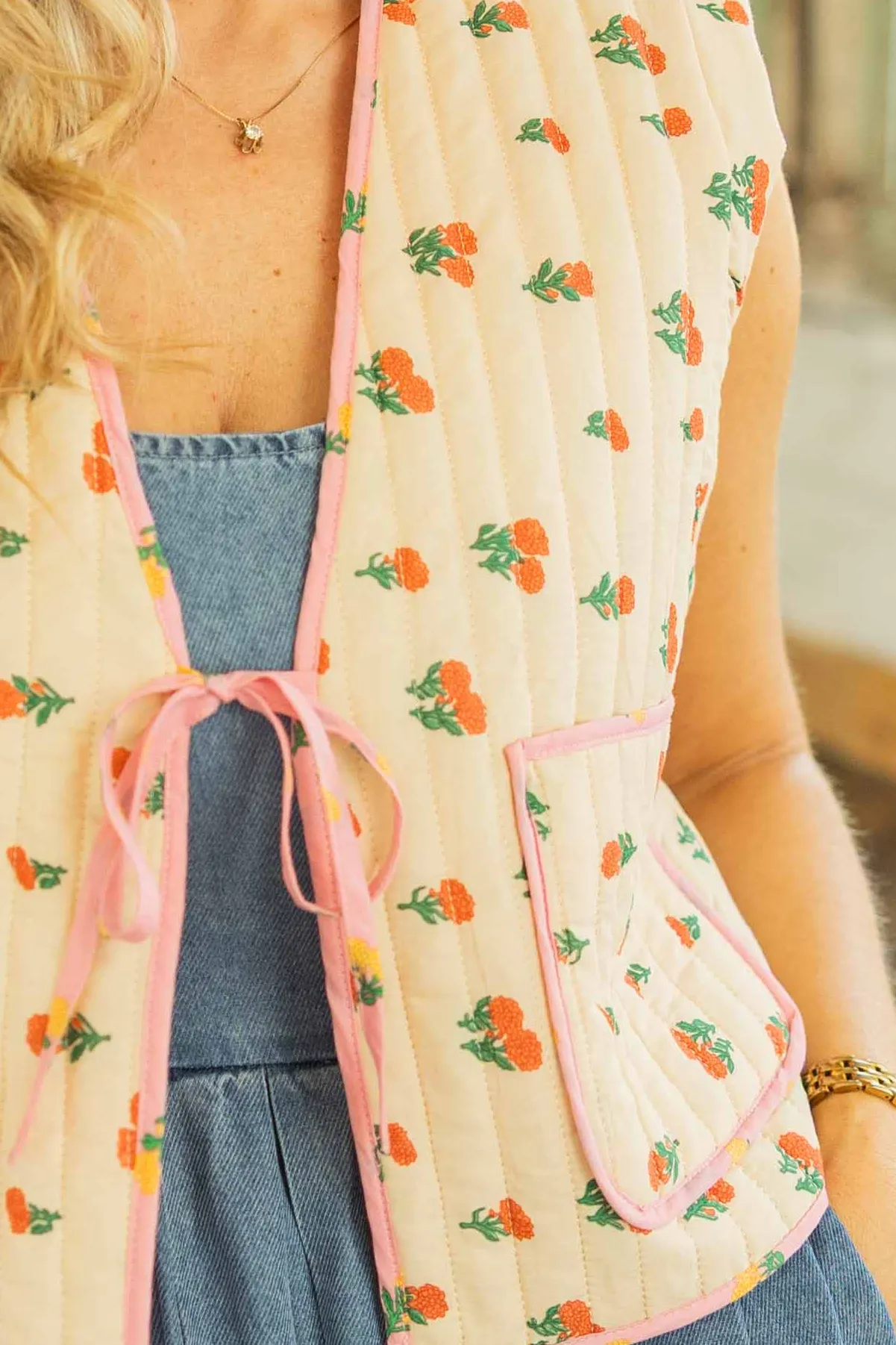 MIA FLORAL QUILTED VEST