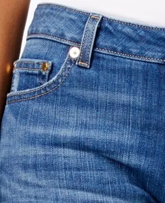 MICHAEL KORS DIstressed straight- leg  medium wash Jeans