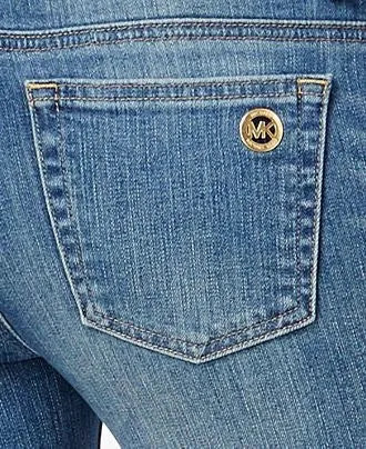MICHAEL KORS DIstressed straight- leg  medium wash Jeans