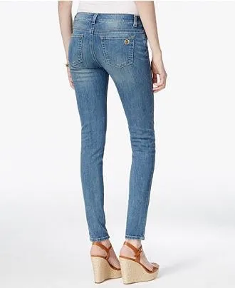 MICHAEL KORS DIstressed straight- leg  medium wash Jeans