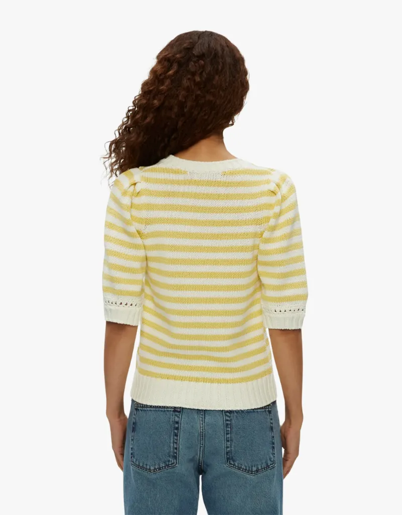 Michael Stars Rosanna Striped Puff Sleeve Sweater in Lemonade