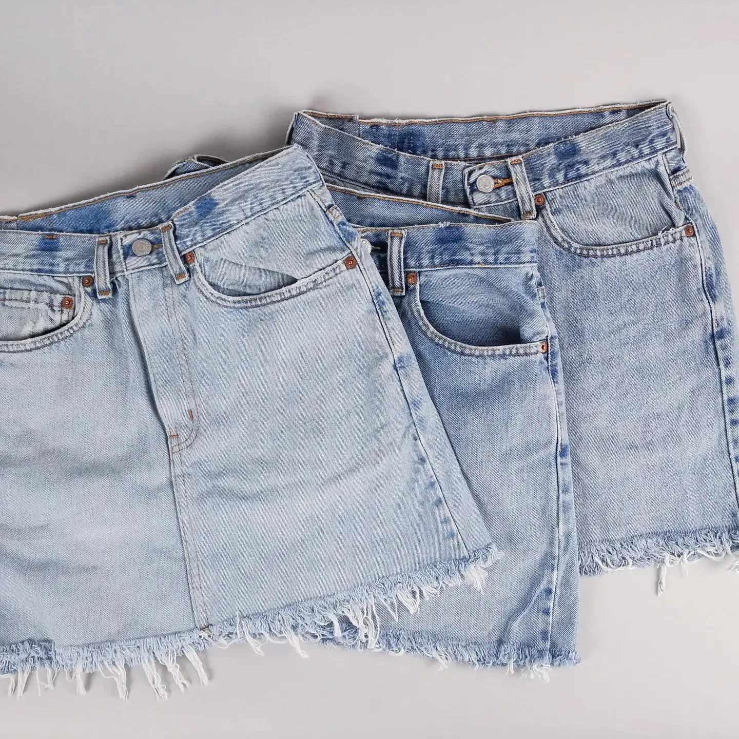 Mid Rise Upcycled Denim Mini Skirt