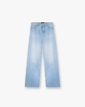 Mid Rise Wide Leg Jean - Washed Blue