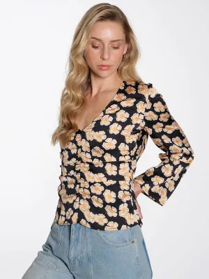 Milis Blouse - Orange Hawaii Flower