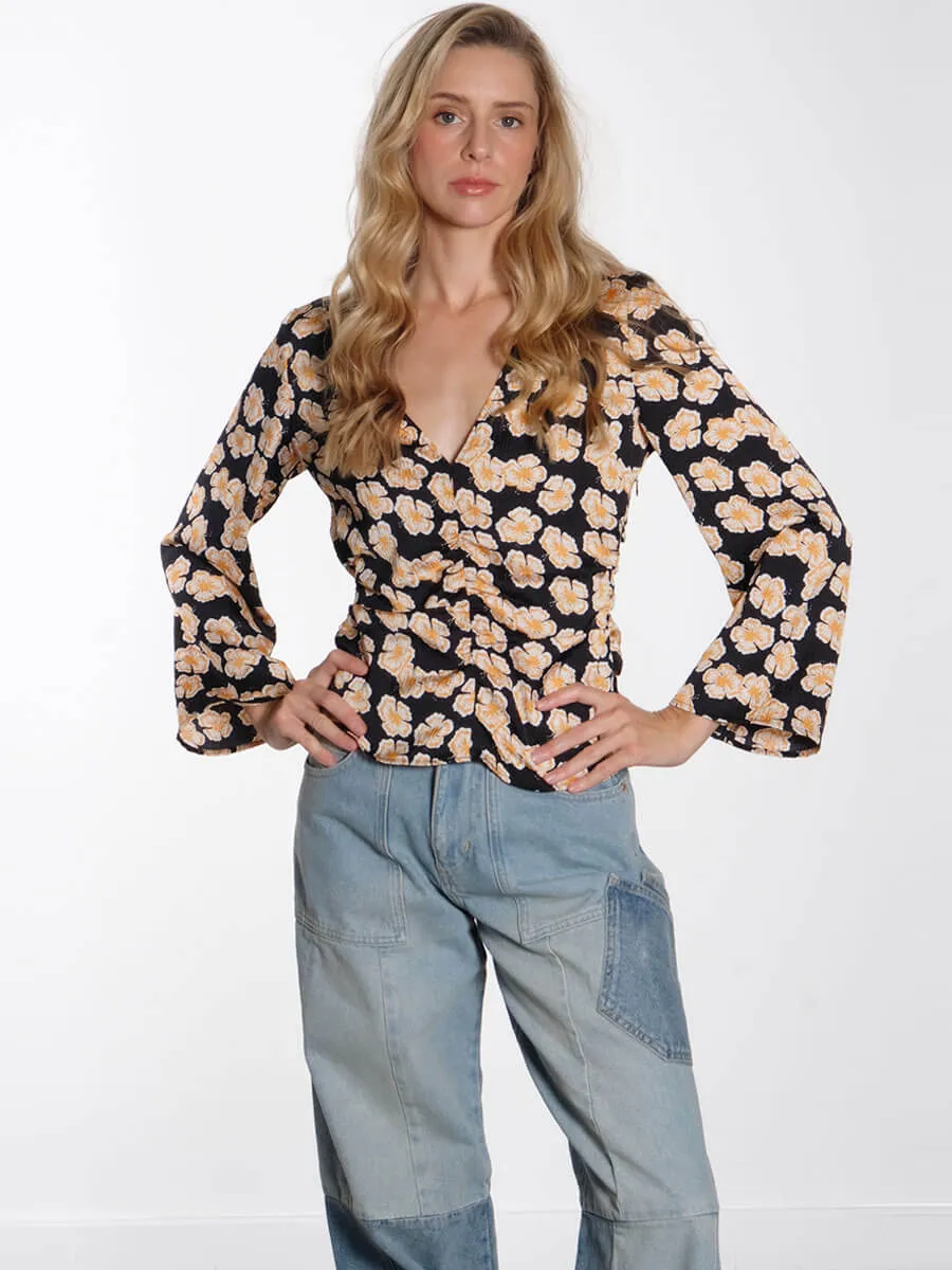 Milis Blouse - Orange Hawaii Flower