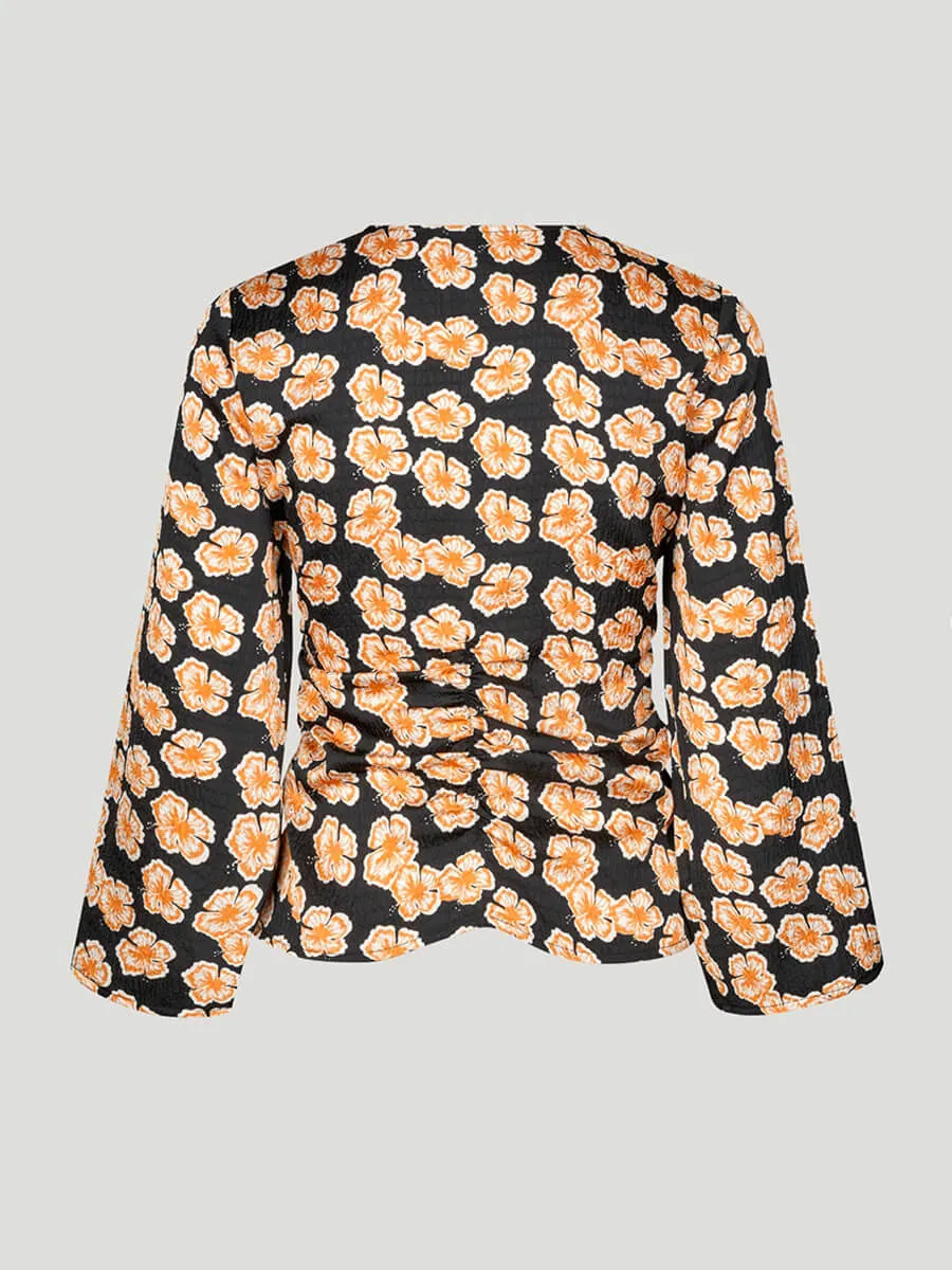 Milis Blouse - Orange Hawaii Flower