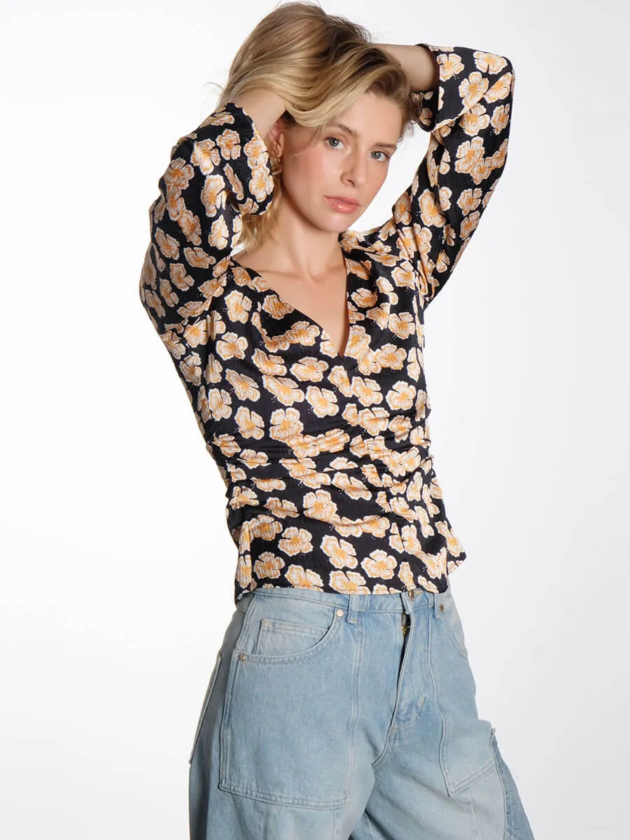 Milis Blouse - Orange Hawaii Flower