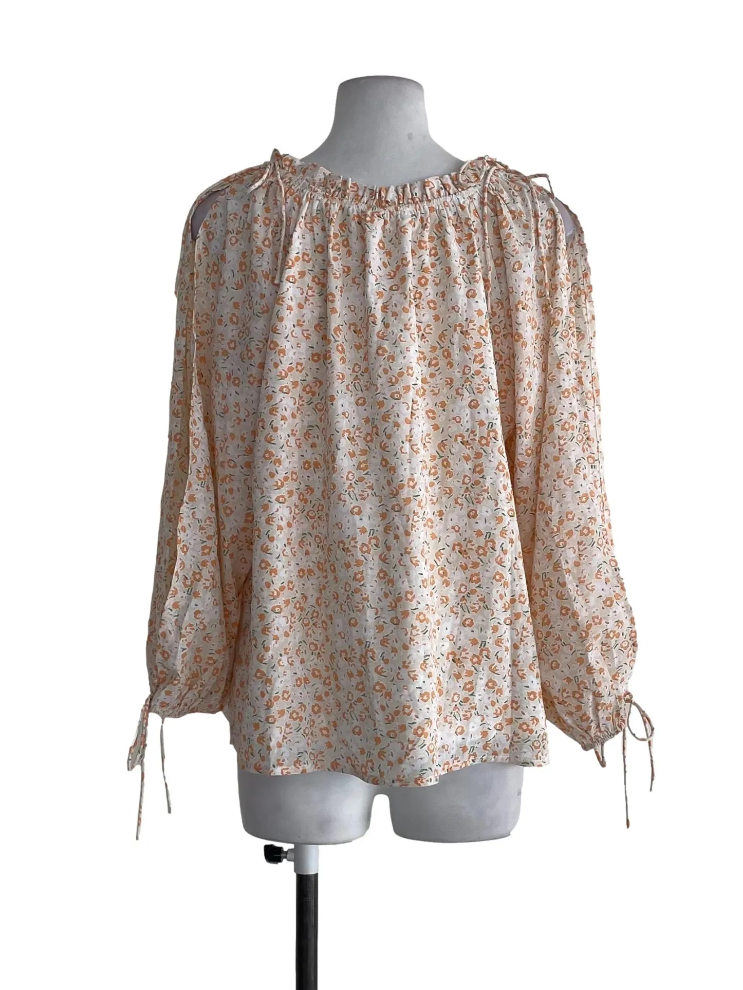 Milky Orange Floral Off-Shoulder Blouse