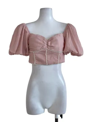 Milky Pink Pearl Sweetheart Top