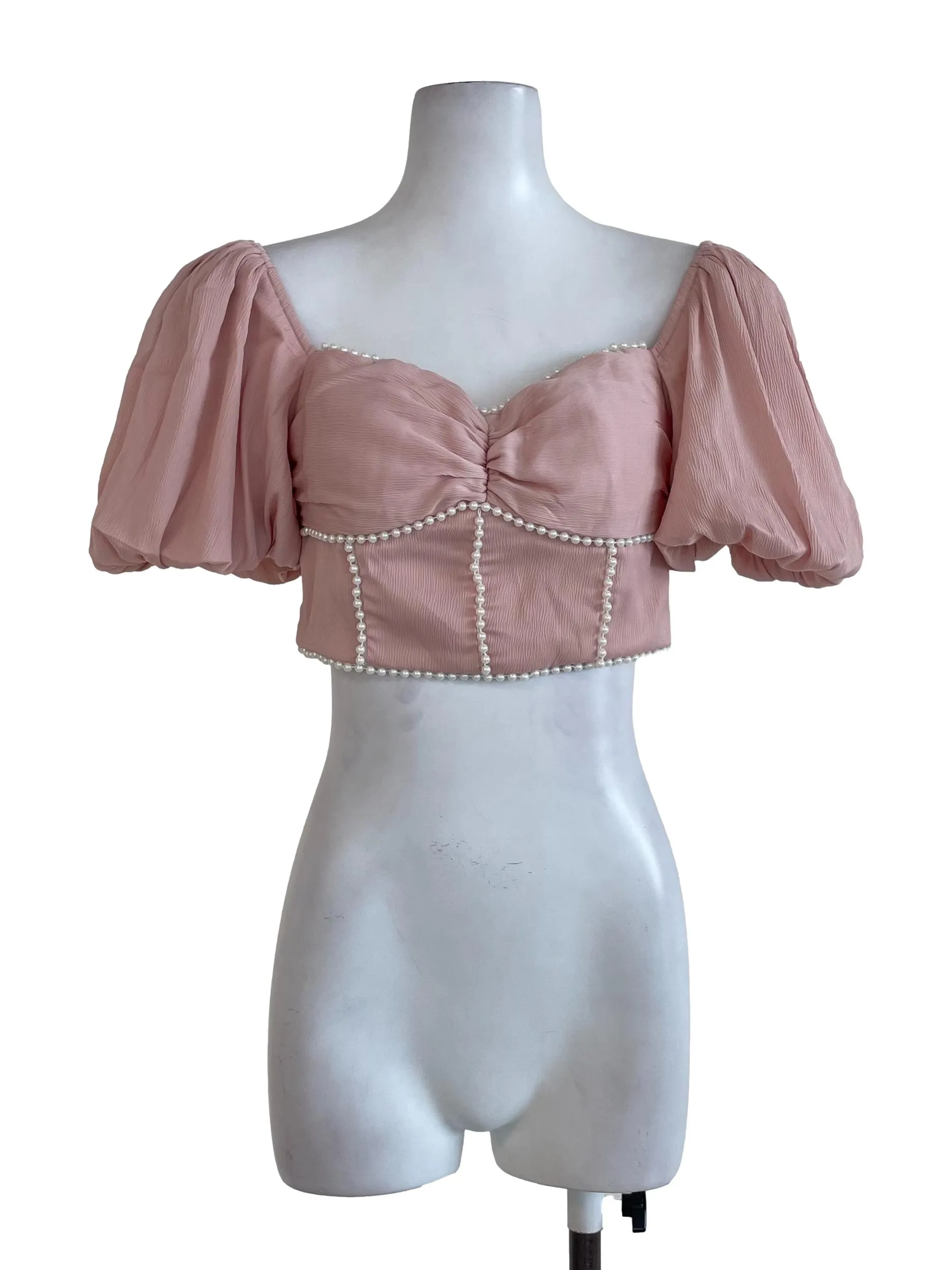 Milky Pink Pearl Sweetheart Top