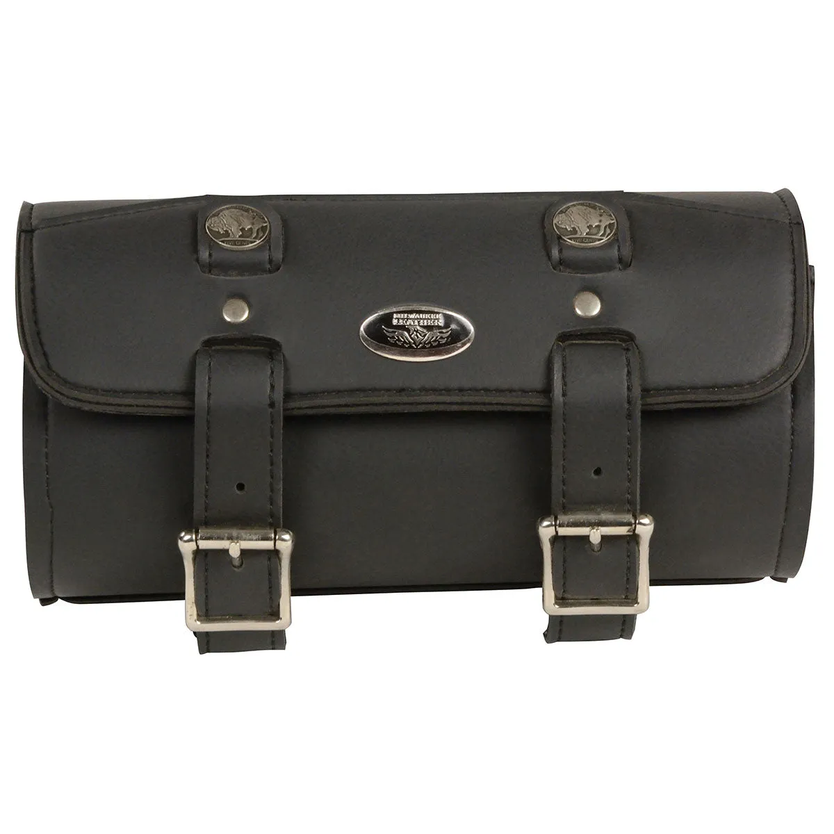 Milwaukee Leather MP8520 Black Small PVC Motorcycle Windshield Tool Bag with Buffalo Nickel Snaps