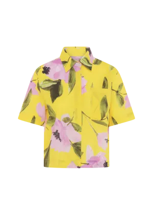 MIRANDA YELLOW PINK FLORAL PRINT COTTON BLOUSE