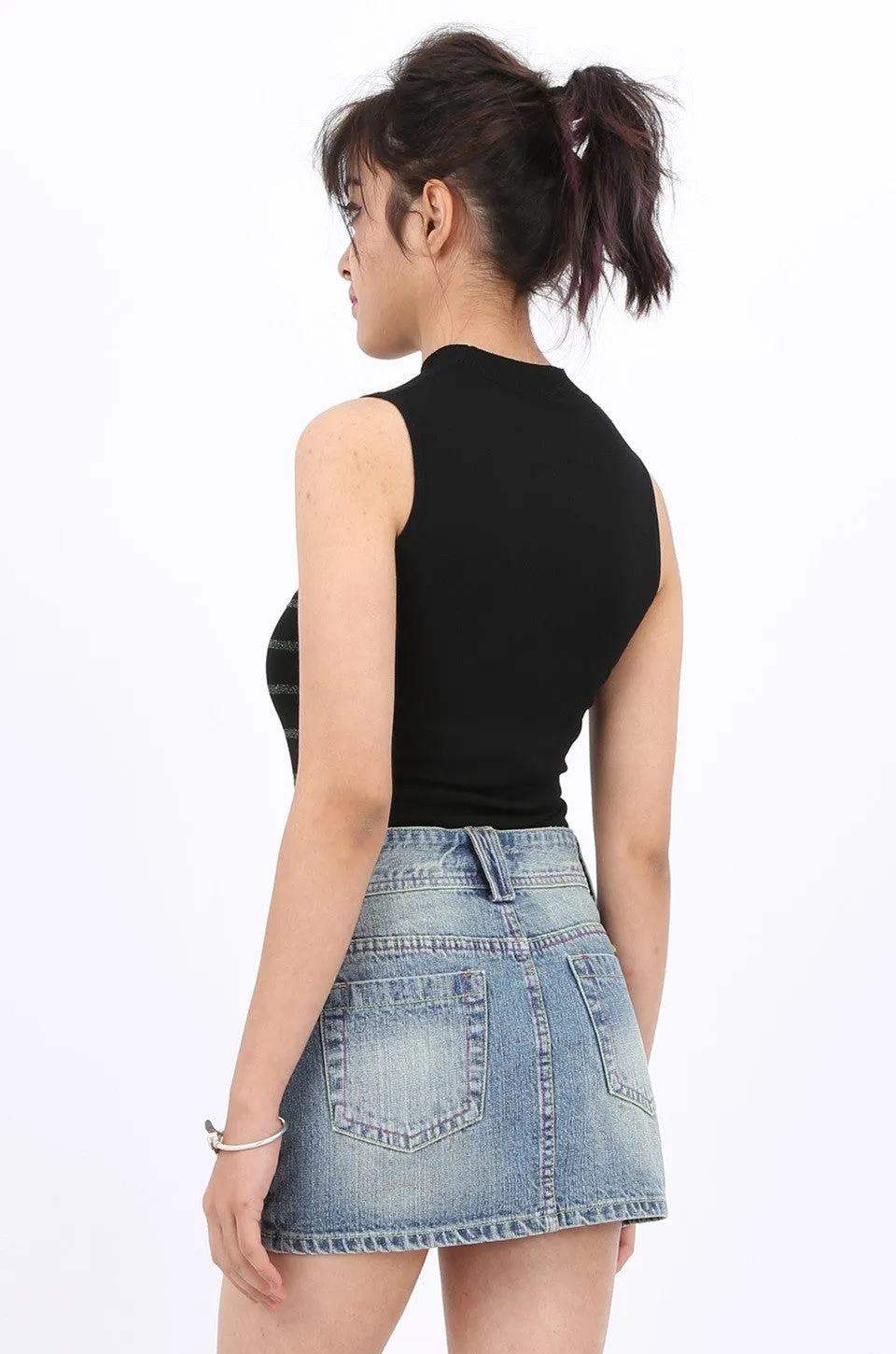 MISS PINKI Nova Denim Mini Skirt in light blue wash