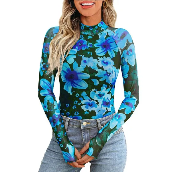 Mock neck floral long sleeve