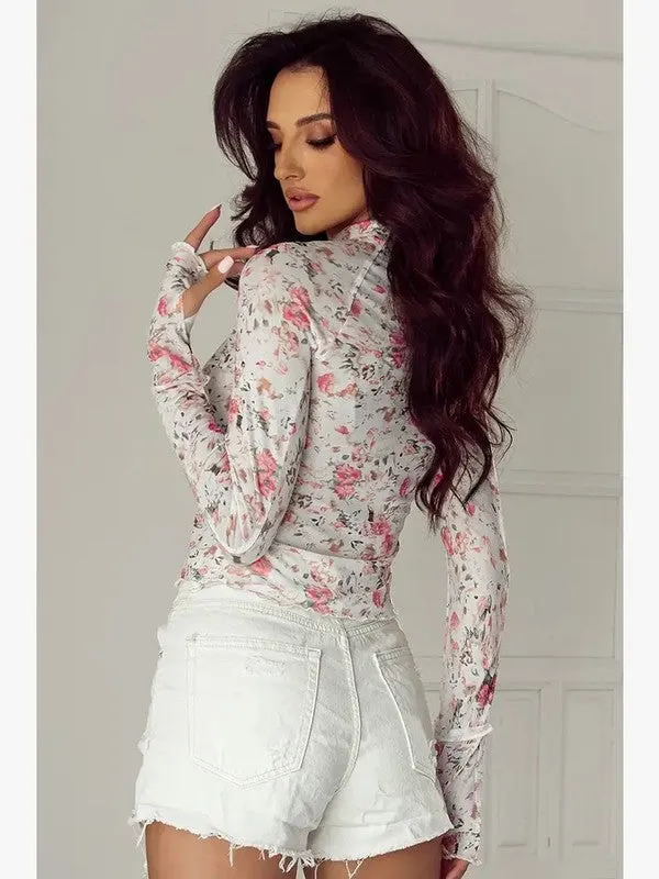 Mock neck floral long sleeve