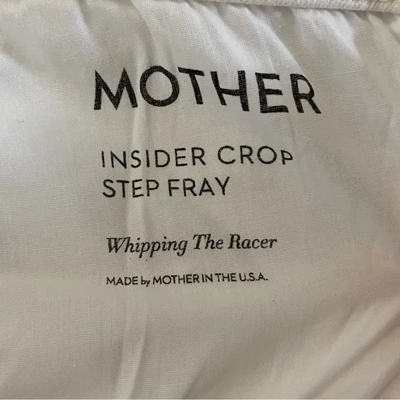 MOTHER The Insider Track Stripe Cropped White Jeans in Whipping The Racer 31