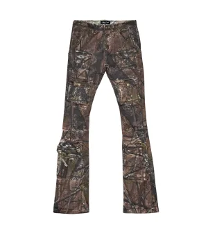 Multi cargo brush camo flared jeans