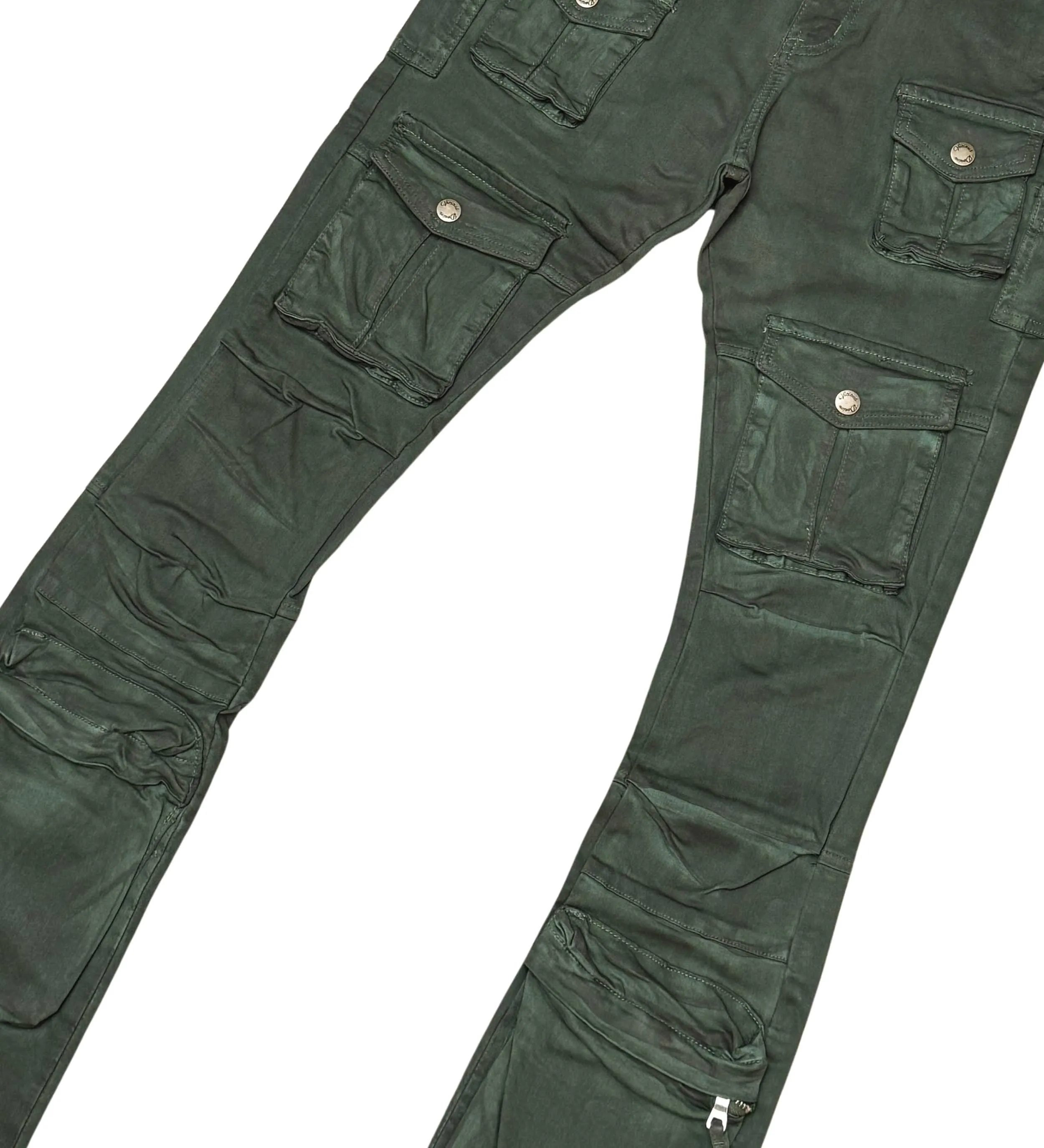 Multi cargo brush camo flared jeans