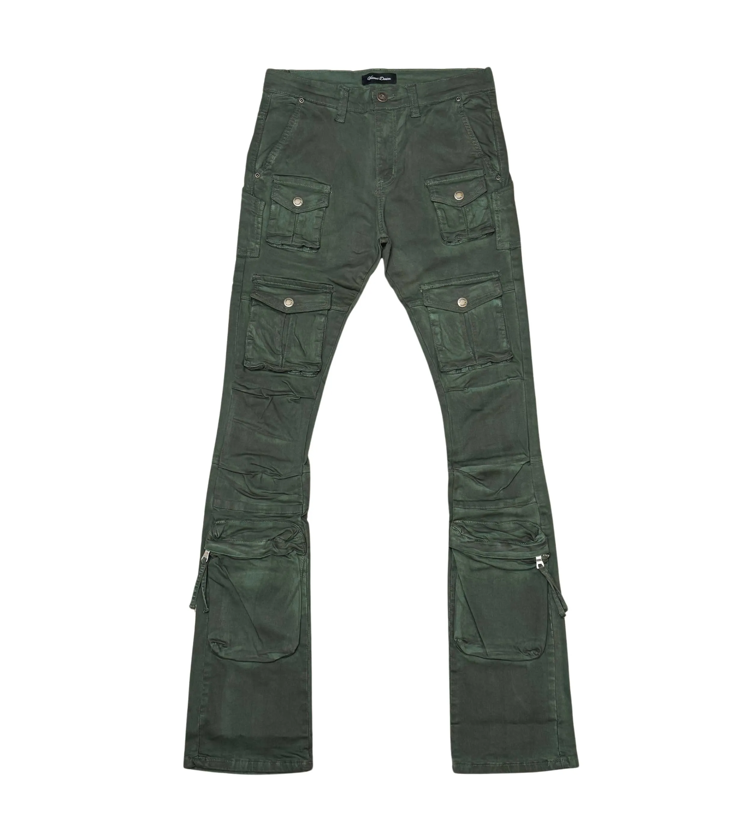 Multi cargo brush camo flared jeans