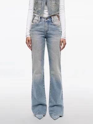 Multi-Patch Light-Blue Flared Jeans