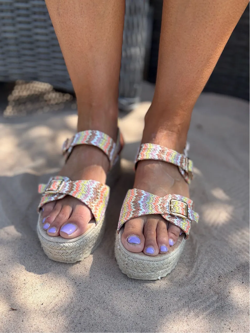 Multicolour Weave Espadrille Sandals