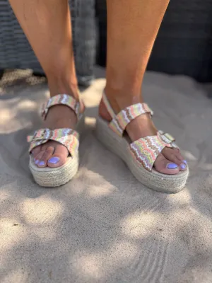 Multicolour Weave Espadrille Sandals