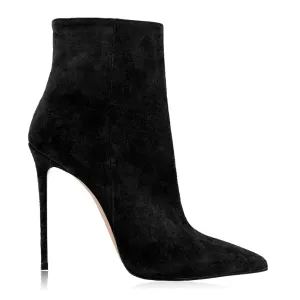 Nala Flock Black Ankle Boots