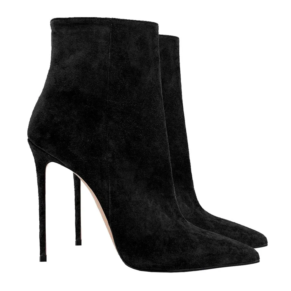 Nala Flock Black Ankle Boots
