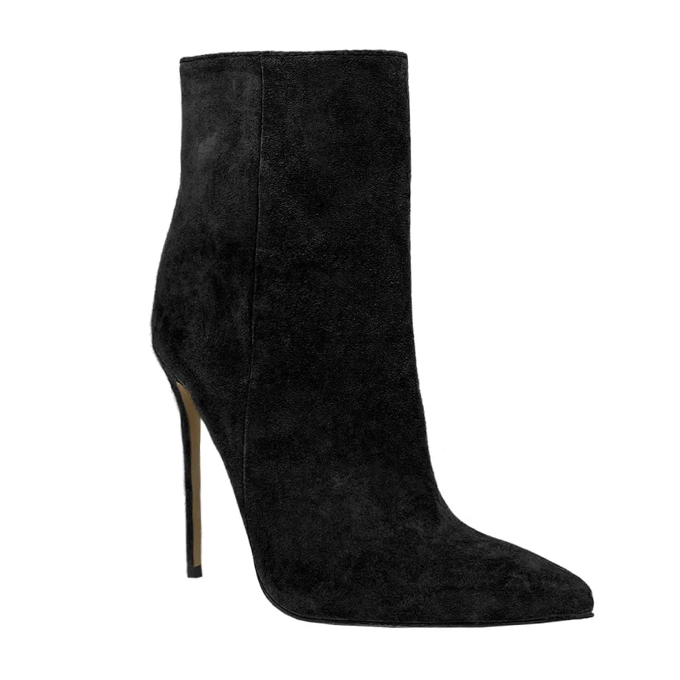 Nala Flock Black Ankle Boots