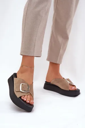 Natural suede sandals