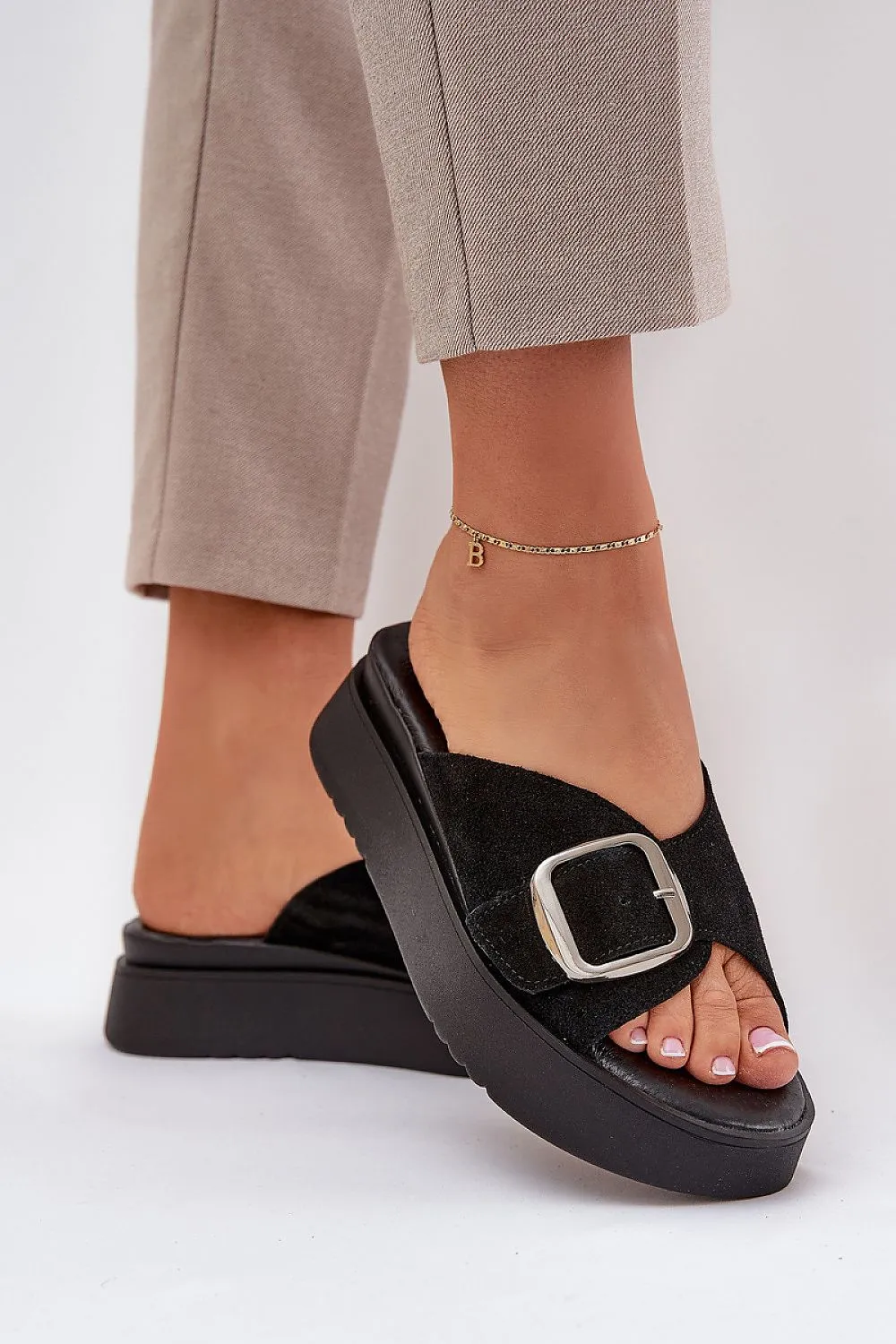 Natural suede sandals