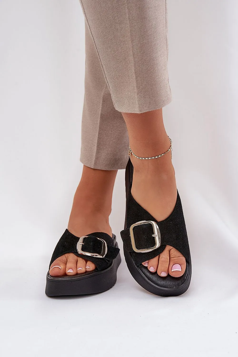 Natural suede sandals