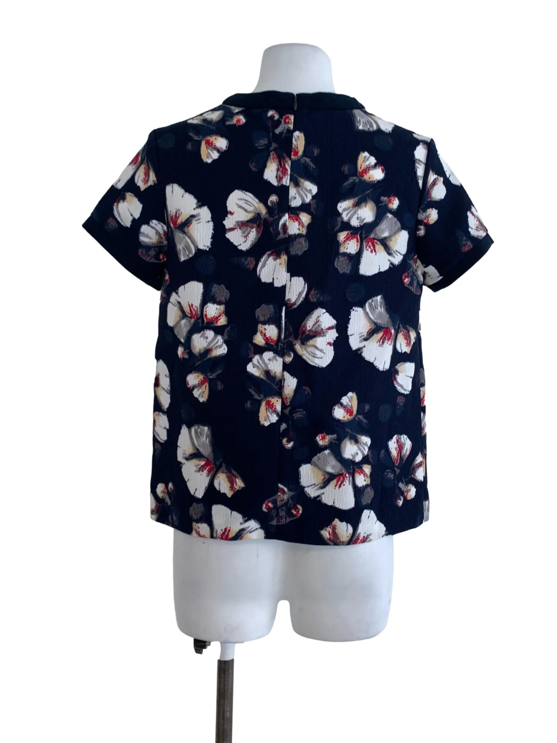 Navy Blue Floral Blouse