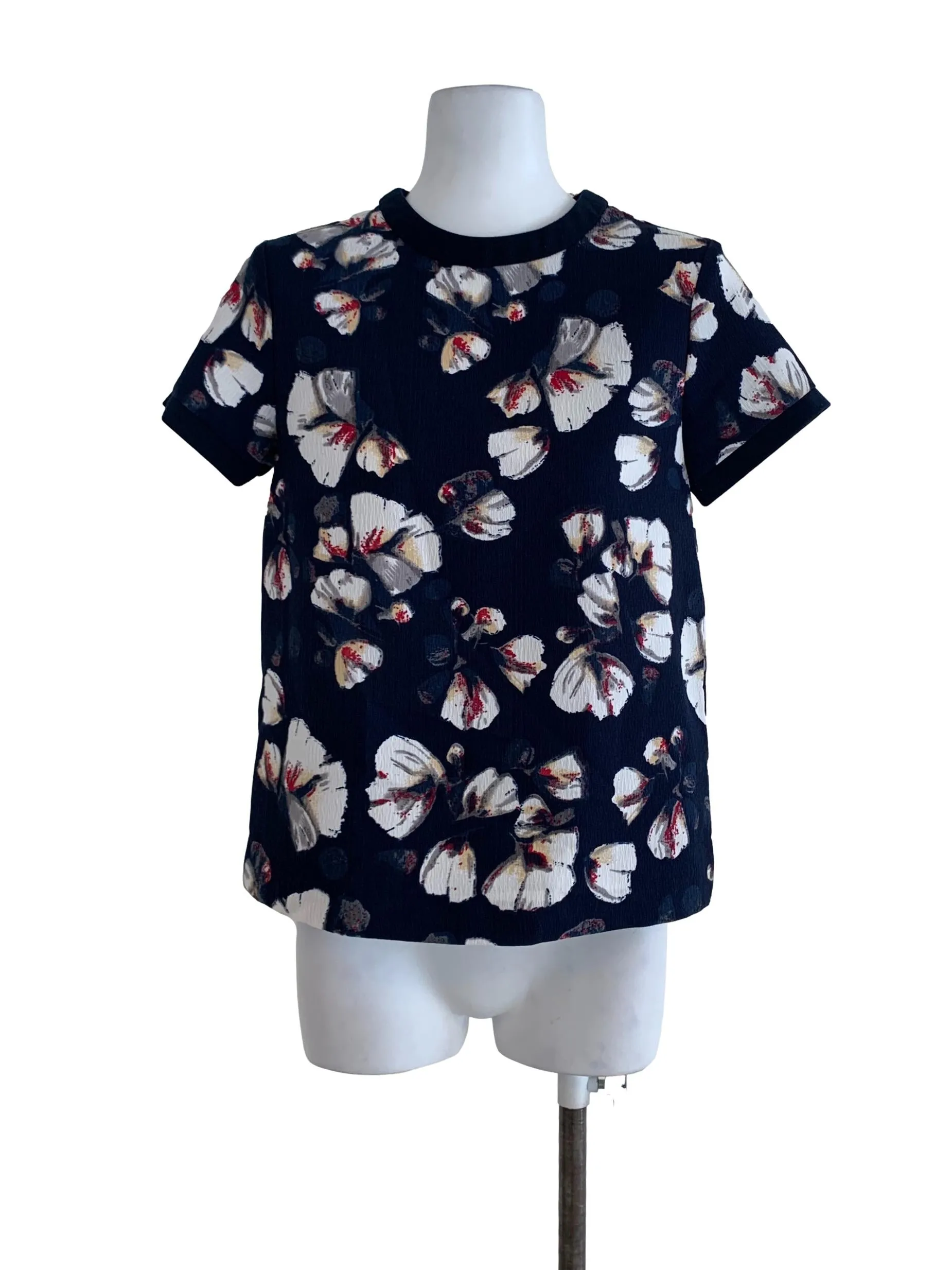 Navy Blue Floral Blouse