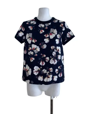 Navy Blue Floral Blouse