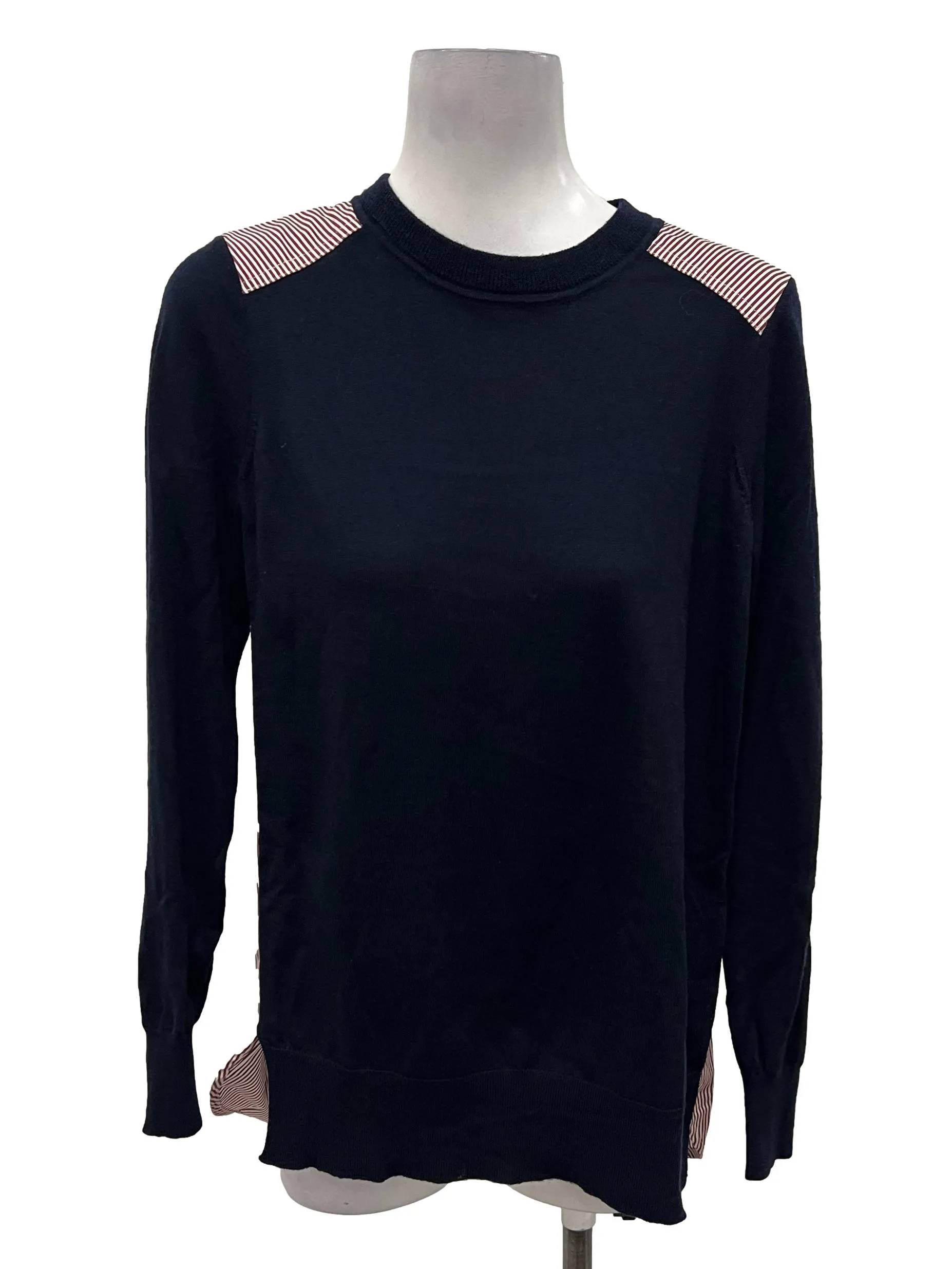 Navy Blue Knit Striped Top