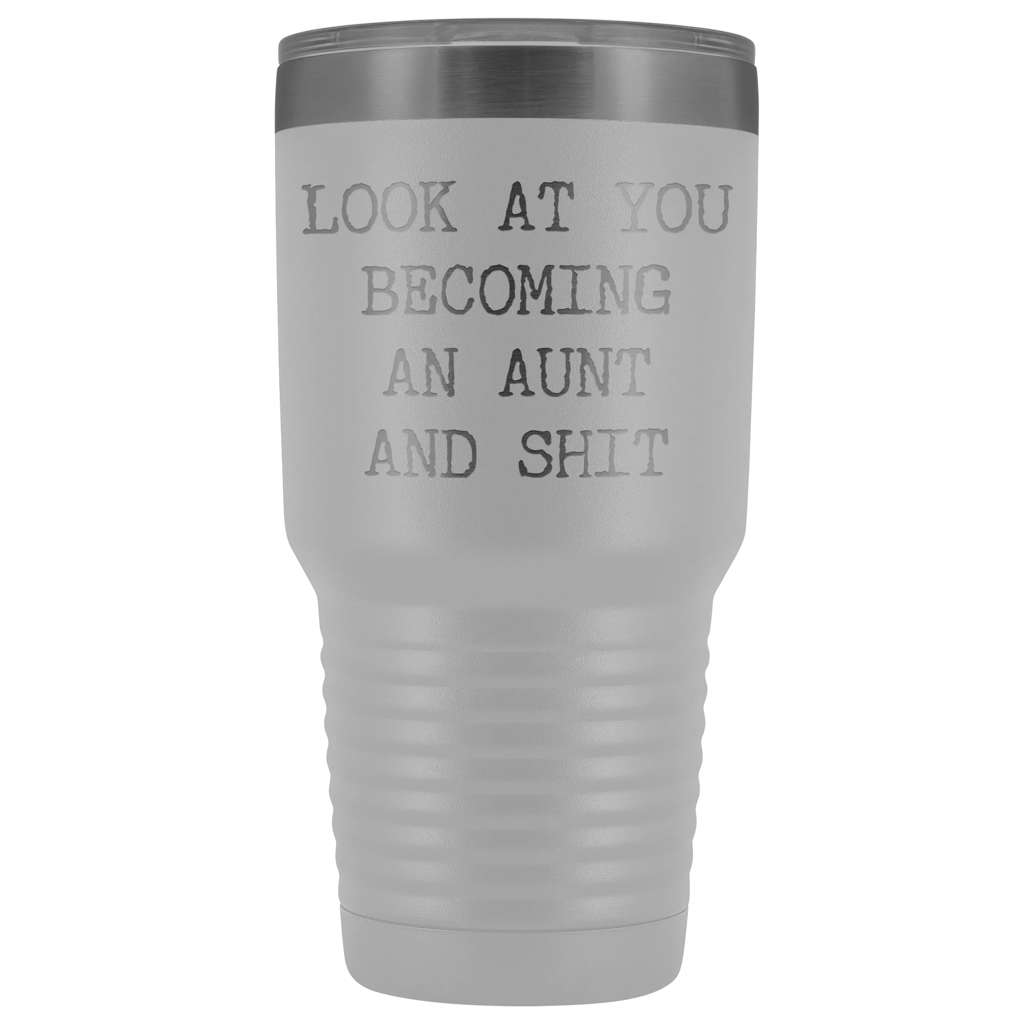 New Aunt Gift Look at You Becoming An Aunt Funny Tumbler Metal Mug Insulated Hot Cold Travel Coffee Cup 30oz BPA Free