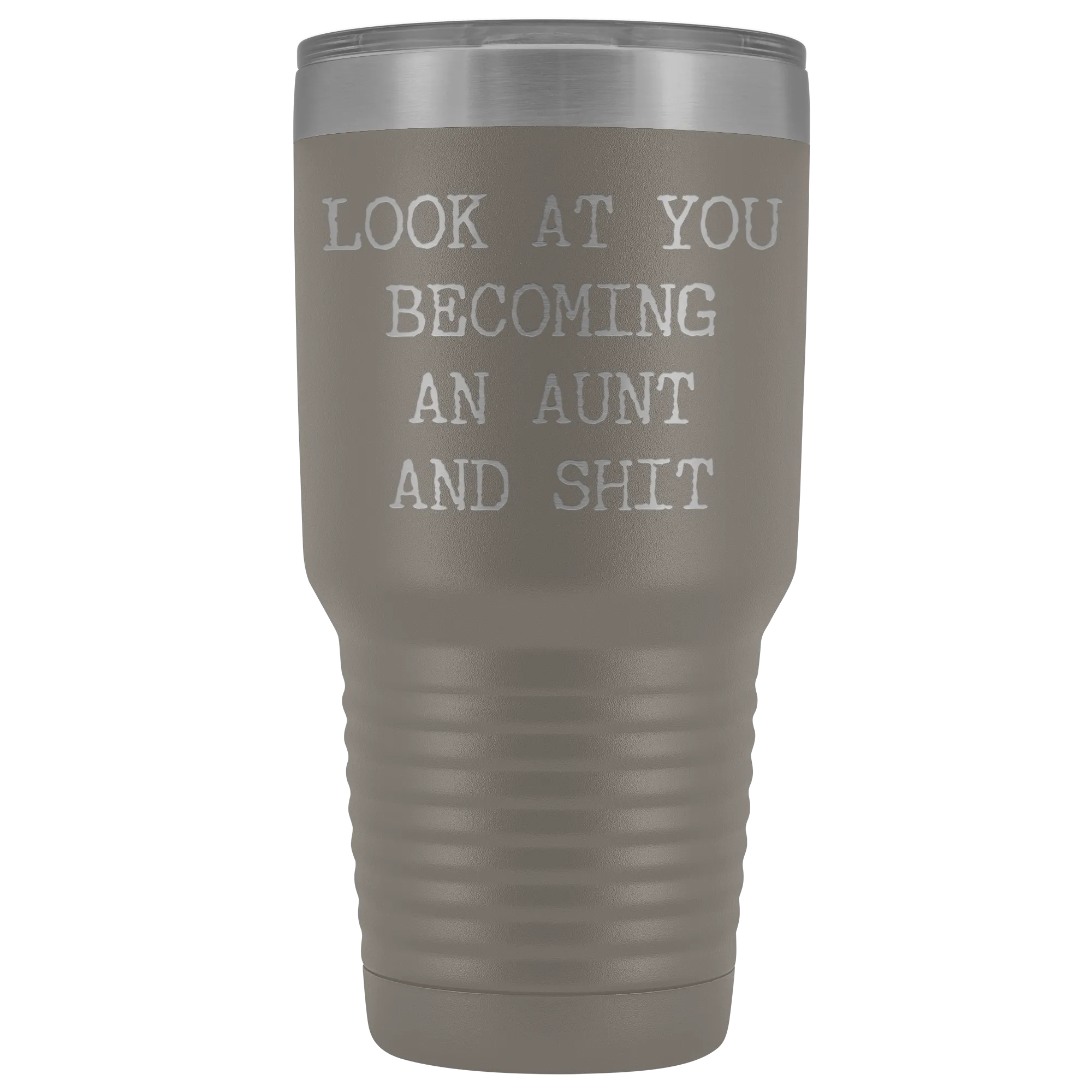 New Aunt Gift Look at You Becoming An Aunt Funny Tumbler Metal Mug Insulated Hot Cold Travel Coffee Cup 30oz BPA Free