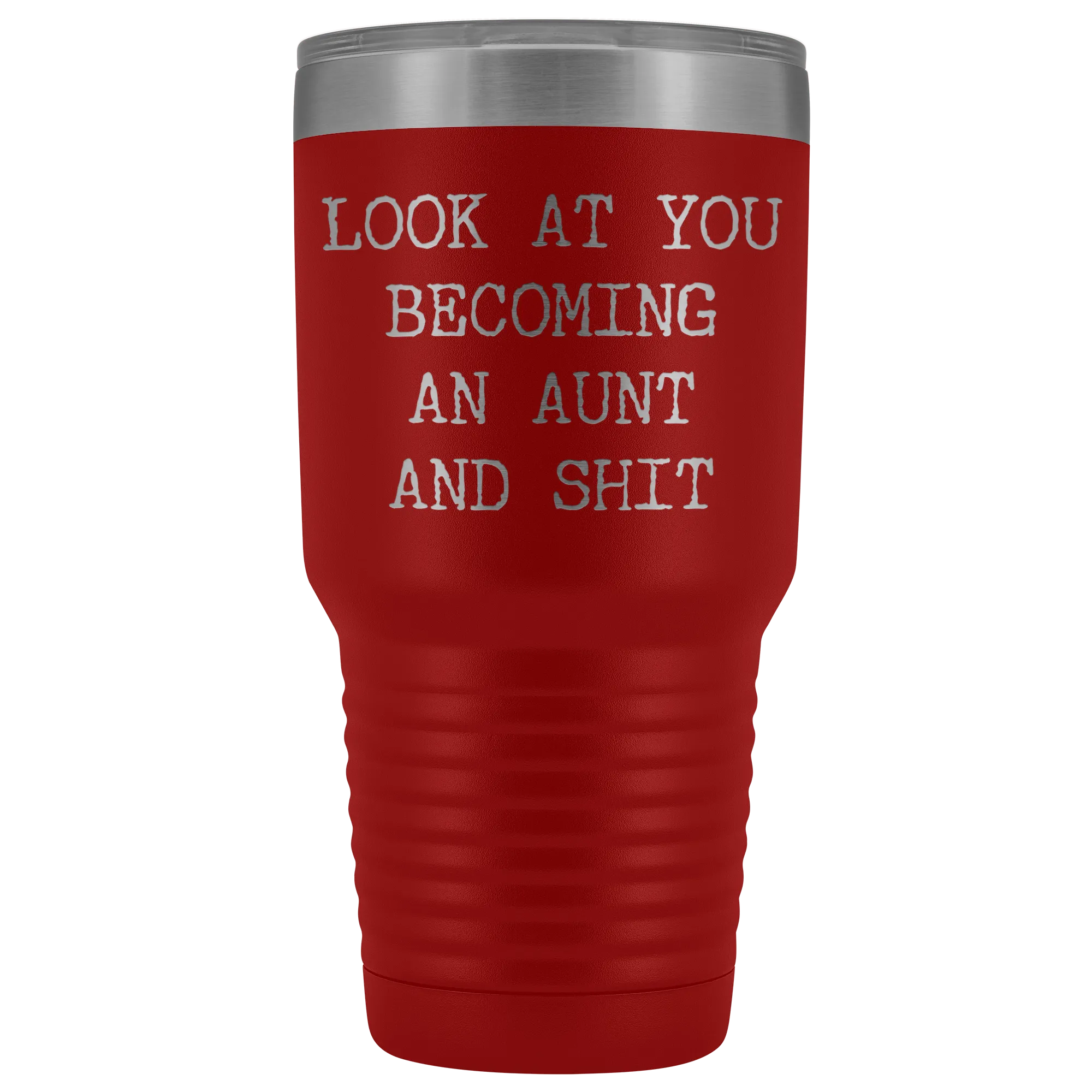New Aunt Gift Look at You Becoming An Aunt Funny Tumbler Metal Mug Insulated Hot Cold Travel Coffee Cup 30oz BPA Free