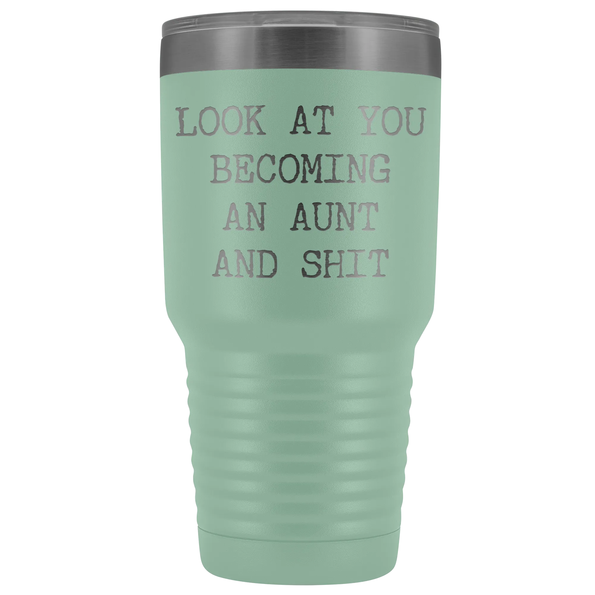 New Aunt Gift Look at You Becoming An Aunt Funny Tumbler Metal Mug Insulated Hot Cold Travel Coffee Cup 30oz BPA Free