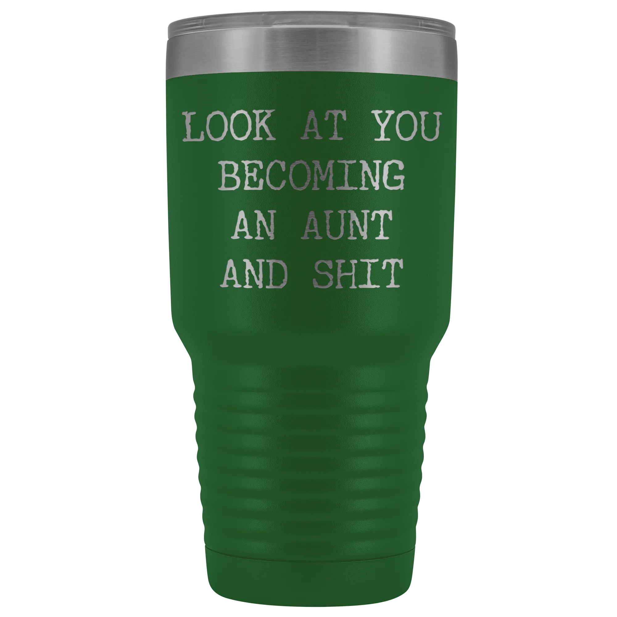 New Aunt Gift Look at You Becoming An Aunt Funny Tumbler Metal Mug Insulated Hot Cold Travel Coffee Cup 30oz BPA Free