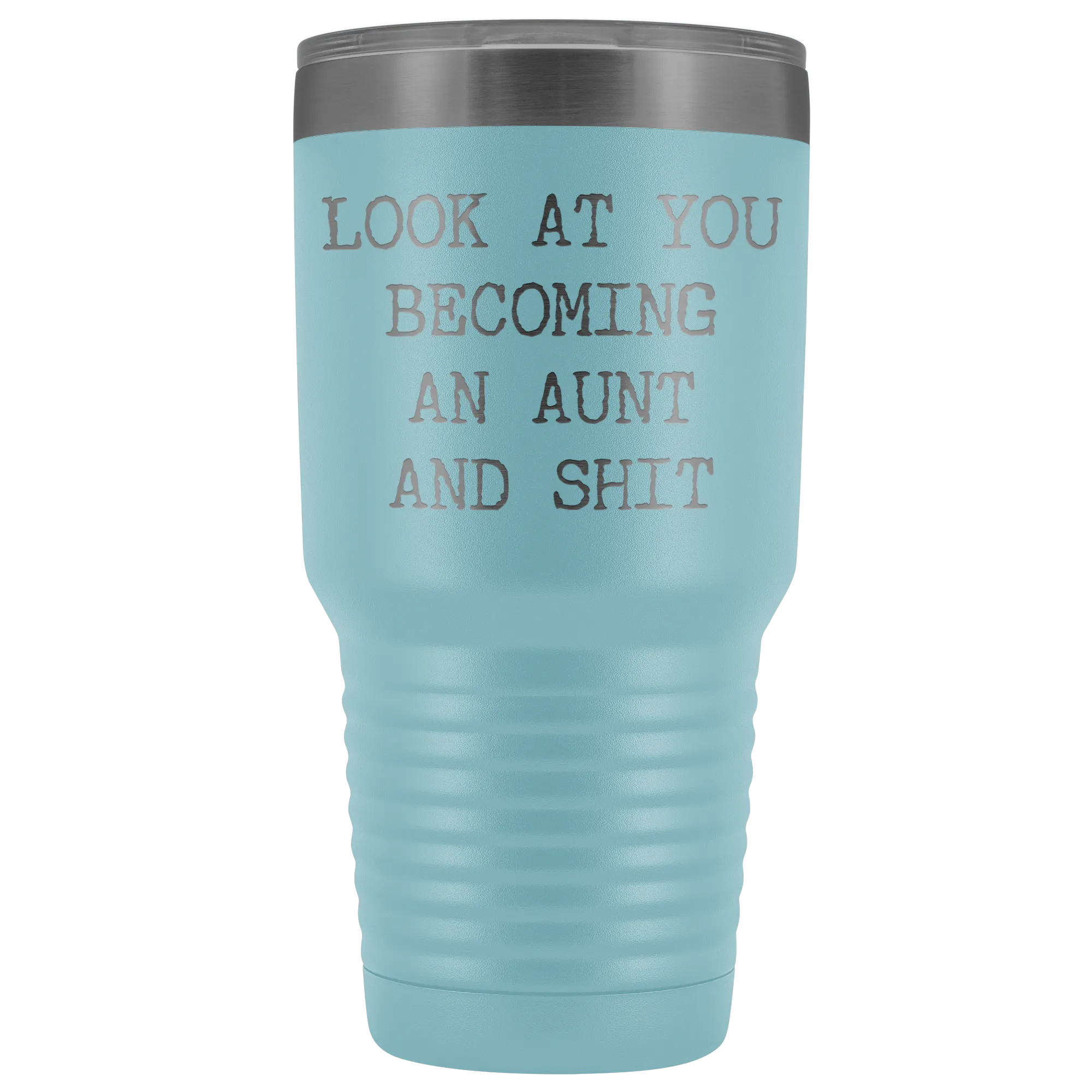 New Aunt Gift Look at You Becoming An Aunt Funny Tumbler Metal Mug Insulated Hot Cold Travel Coffee Cup 30oz BPA Free