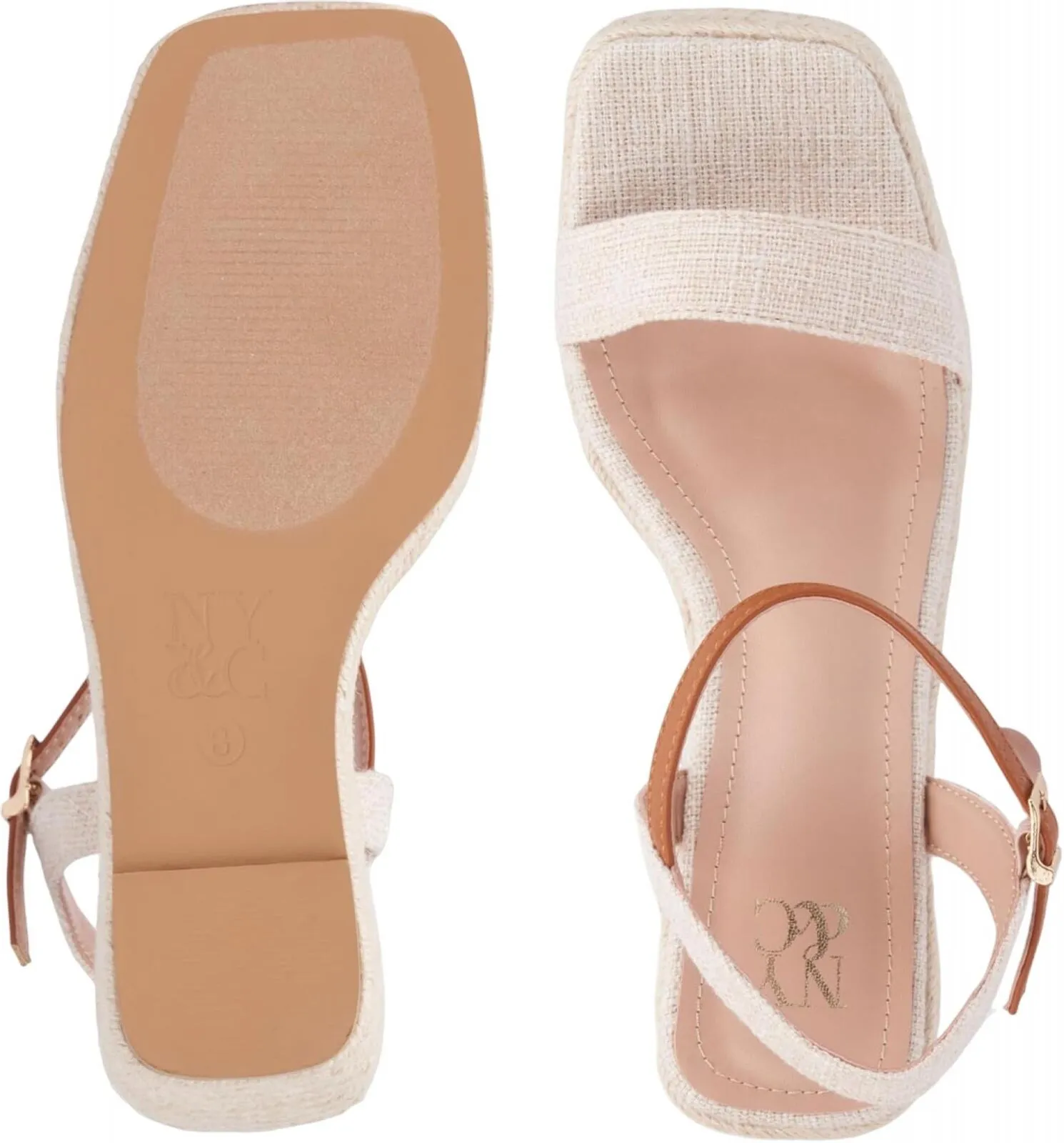 New York & Company  Unita Platform Espadrille Wedge Sandal Natural Brown 10M