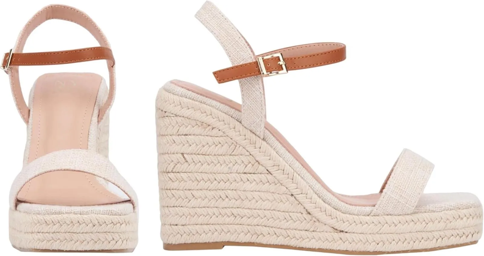 New York & Company  Unita Platform Espadrille Wedge Sandal Natural Brown 10M