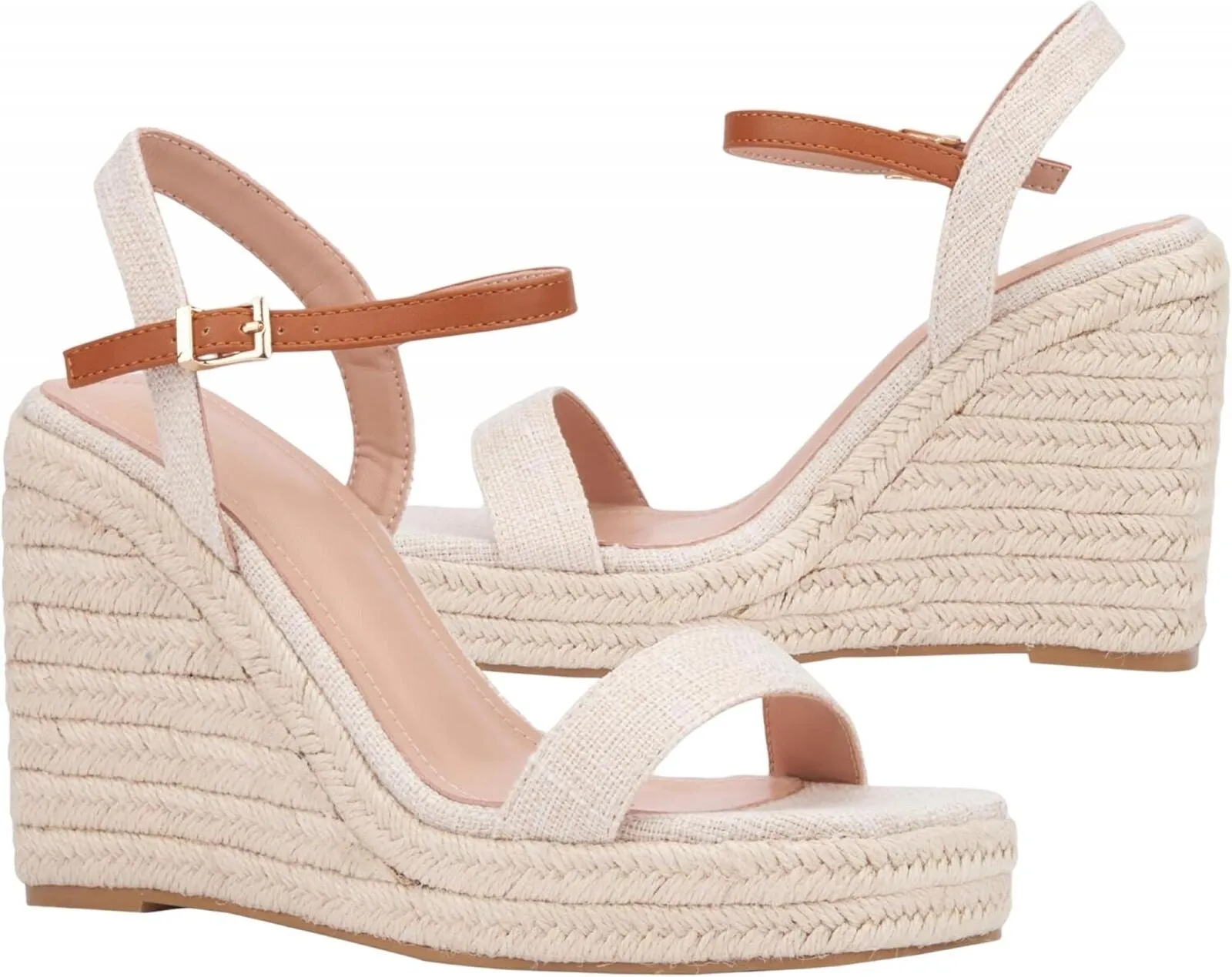 New York & Company  Unita Platform Espadrille Wedge Sandal Natural Brown 10M